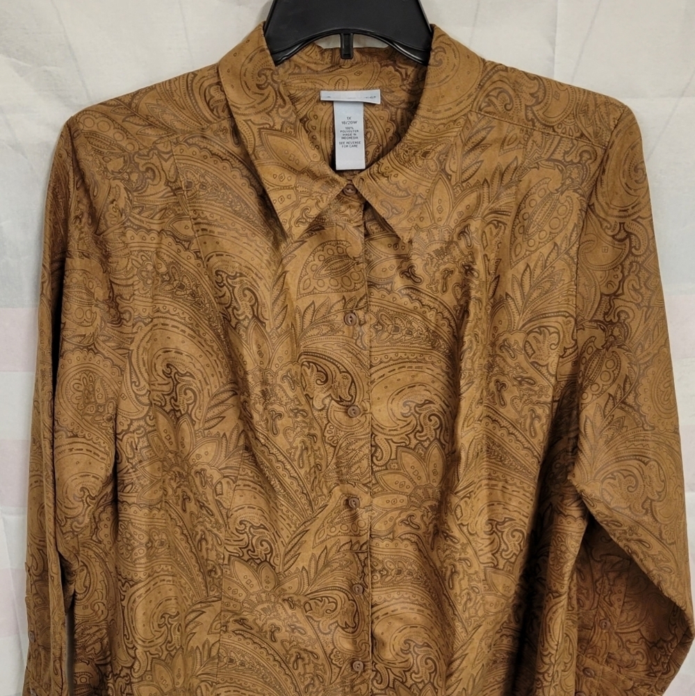 Catherine's 1X (18/20w) Faux Suede Look Button Up